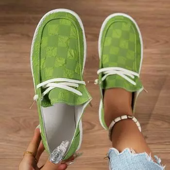 Модные женские парусиновые туфли на шнуровке, кроссовки, женские мокасины, мягкие дышащие повседневные туфли, однотонные женские туфли на плоской подошве 36