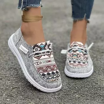 Модные женские парусиновые туфли с одной ногой и цветовым рисунком, легкие и удобные 36