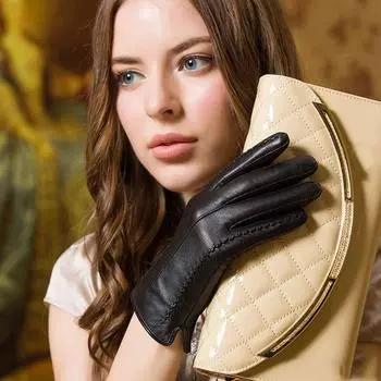 Модные женские перчатки из цветной овчины, зимние теплые тонкие перчатки L