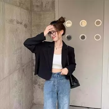 Модные женские пиджаки с лацканами, пиджаки для офиса, пальто с длинными рукавами, однотонная повседневная женская одежда больших размеров XXL чёрный