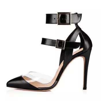 Модные женские туфли на шпильках на высоком каблуке с ремешком на щиколотке, сексуальные босоножки, летняя обувь для вечеринок, свадебная женская обувь 35 чёрный