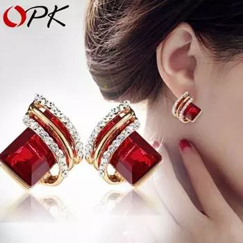 Модные женские плавки с красным цирконием, зеленые, черные серьги, помолвочные, свадебные, подарок на юбилей, вечеринку, ювелирные изделия красный