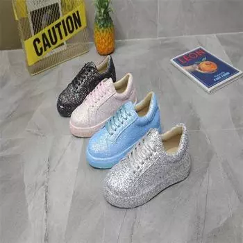 Модные женские плоские блестящие кроссовки повседневные женские сетчатые шнурки на платформе удобные вулканизированные туфли 2024 мягкие трикотажные мокасины 35 чёрный