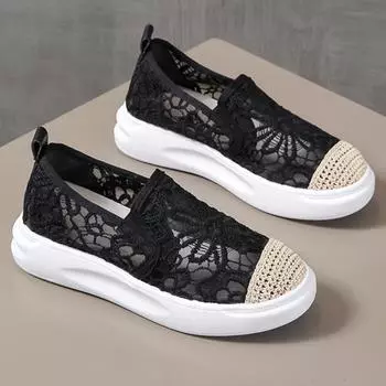 Модные женские плоские кроссовки, новые удобные, легкие, на толстой подошве, дышащая сетка, женская обувь, без застежек, весенний стильный тренд, Zapatillas Mujer 35 абрикосовый