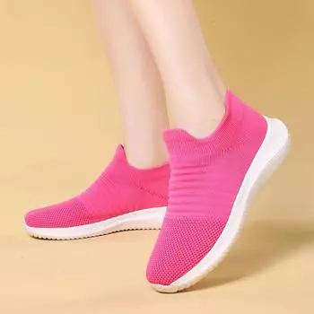 Модные женские плоские спортивные туфли, женские легкие кроссовки, повседневные туфли-лодочки, дышащие кроссовки для бега и ходьбы 35 розовый