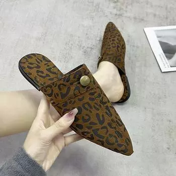 Модные женские полутапочки на плоской подошве с острым носком из денима 2024 года, новые повседневные тапочки из денима из денима для улицы, обувь Pantuflas De Mujer 35 чёрный