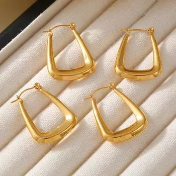 Модные женские полые текстурные U-образные серьги геометрические титановые стальные Pvd18K золотые полые серьги ювелирные изделия