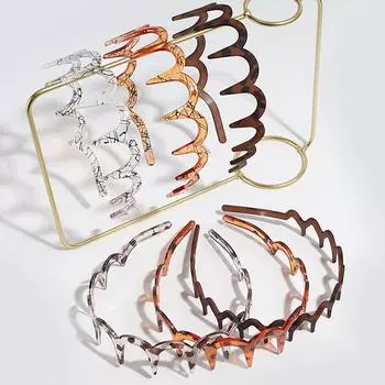 Модные женские повязки на голову U-образной формы, обручи для волос с фиксированными зубцами, нескользящие пушистые резинки для волос, головные уборы, аксессуары для волос A3