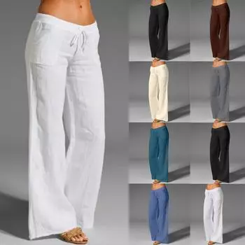 Модные женские повседневные брюки с высокой талией и эластичной резинкой на талии L бежевый