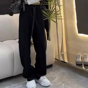 Модные женские повседневные брюки в стиле High Street, свободные брюки-карго для скалолазания, сезон весна-осень M чёрный