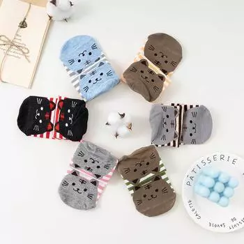 Модные женские повседневные хлопковые носки с милым принтом кошек, зима-осень, вязаные носки Free Size