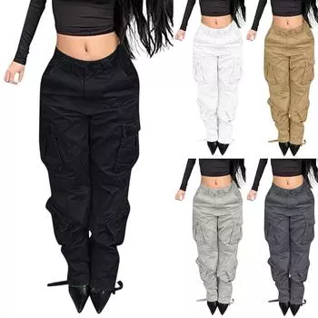 Модные женские повседневные комбинезоны на пуговицах в стиле ретро 2022, однотонные джинсовые брюки с карманами L чёрный