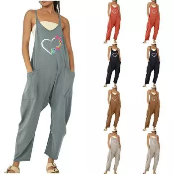 Модные женские повседневные комбинезоны с пуговицами на плечах и широкими карманами L кофейный