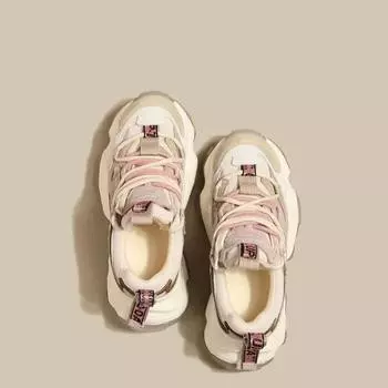 Модные женские повседневные кроссовки на толстой подошве, модные туфли из натуральной кожи, увеличивающие рост, для папы, для женщин на осень-зиму 35