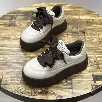 Модные женские повседневные кроссовки женские трендовые туфли на плоской подошве из кожи женские новые модные удобные туфли на вулканизированной платформе осень-зима 35 хаки