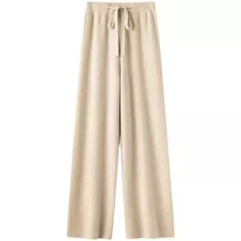 Модные женские повседневные прямые широкие брюки осень-зима однотонные узкие свободные трикотажные брюки женские с высокой талией элегантные винтажные женские брюки 2360 S белый