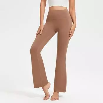 Модные женские повседневные расклешенные штаны для йоги, новые спортивные брюки с высокой талией, для фитнеса и йоги, облегающие свободные штаны для бега и йоги 25587 S чёрный