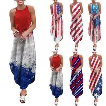 Модные женские повседневные свободные платья-жилеты с нерегулярными рукавами ко Дню независимости XXXXXXL серый