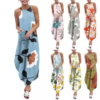 Модные женские повседневные свободные жилетные платья с нерегулярными рукавами и принтом XXXXL бежевый