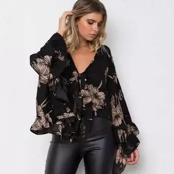 Модные женские повседневные топы, осенние топы с длинным рукавом и принтом, удобные и универсальные футболки для женщин, элегантная женская одежда S чёрный