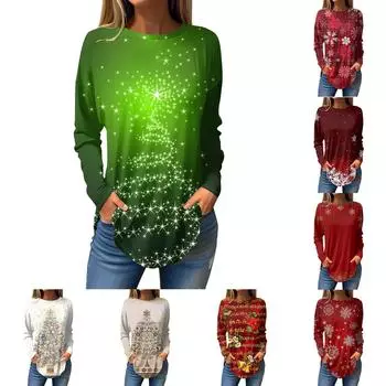 Модные женские повседневные топы с длинными рукавами и круглым вырезом с принтом XL хаки