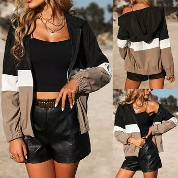 Модные женские повседневные топы в клетку с длинным рукавом и воротником-стойкой, пальто M чёрный