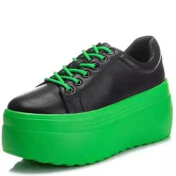 Модные женские повседневные туфли из натуральной кожи на толстой платформе 8 см, модные женские кроссовки на толстой подошве для скейтбординга 33 чёрный
