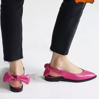 Модные женские повседневные туфли на плоской подошве из натуральной кожи цвета фуксии