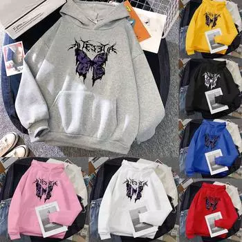 Модные женские повседневные женские толстовки с длинным рукавом и принтом с капюшоном S серый