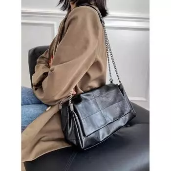 Модные женские пригородные сумки, нишевая сумка через плечо с цепочкой, женская сумка на плечо, большая вместительная сумка, квадратная сумка из искусственной кожи белый