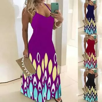 Модные женские принты с V-образным вырезом для бодибилдинга без рукавов слинг-платья для отдыха XXXXXL чёрный