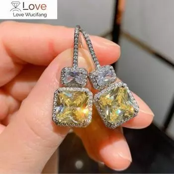 Модные женские ярко-желтые хрустальные серьги для свадебной вечеринки, темпераментный женский подарок на годовщину, модный эстетический подарок