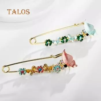 Модные женские разноцветные цветочные шарфы со стразами, шаль, брошь, булавка, декор A