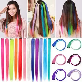 Модные женские разноцветные синтетические прямые наращивания волос, аксессуары для волос белый