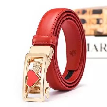 Модные женские ремни из натуральной кожи, ремни с автоматической пряжкой в виде сердца и бриллиантов для женских джинсовых платьев, ремни высокого качества ZD129 85cm белый