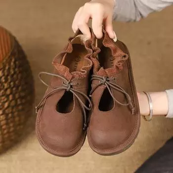 модные женские ретро-ностальгические туфли ручной работы из натуральной искусственной кожи женские туфли на плоской подошве из мягкой кожи женские туфли для мам высококачественные кроссовки 35 хаки