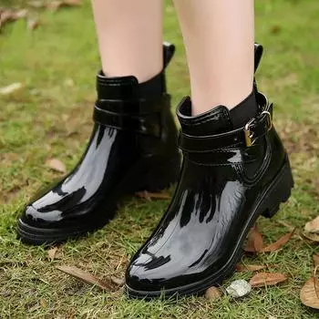 Модные женские резиновые сапоги из ПВХ, блестящие резиновые сапоги, эластичные резиновые сапоги, U-образные резиновые сапоги, новые аксессуары, резиновые сапоги 35 красный