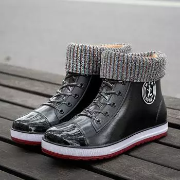 Модные женские резиновые сапоги, модные теплые хлопковые резиновые туфли, ботильоны, дождевые туфли для женщин, водонепроницаемые садовые галоши Botas Lluvia Mujer2024 36