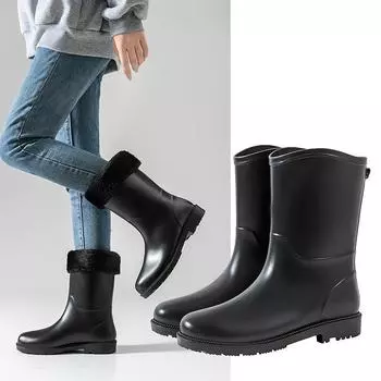 Модные женские резиновые сапоги средней высоты 36