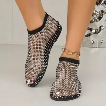 Модные женские роскошные брендовые сандалии с круглым носком и плоской подошвой розового цвета с полыми короткими сапогами Water Diamond Sexy Flat Bottom Shoes Zapatos De Mujer 36 белый