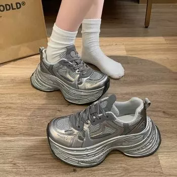 Модные женские роскошные кроссовки 2024 года, новые сетчатые дышащие туфли для женщин, спортивные, для бега, повседневные, для фитнеса, вулканизированные туфли 35 серый