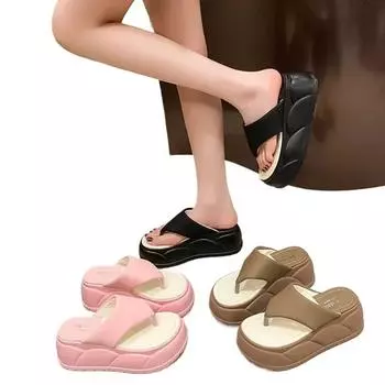 Модные женские роскошные тапочки 6-8 см, увеличивающие рост, сандалии для милых девушек, массивные сандалии с открытым носком, пляжные шлепанцы zhuoya31502 34 коричневый