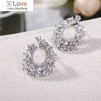 Модные женские роскошные вечерние серьги благородные модные женские аксессуары хорошее качество подарок для леди блестящие циркониевые украшения