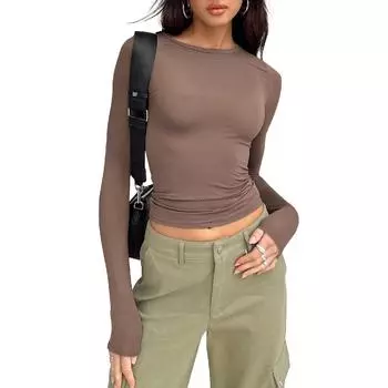 Модные женские рубашки с длинным рукавом Queen, базовые весенние укороченные топы, осенние модные многослойные облегающие топы 2XL белый