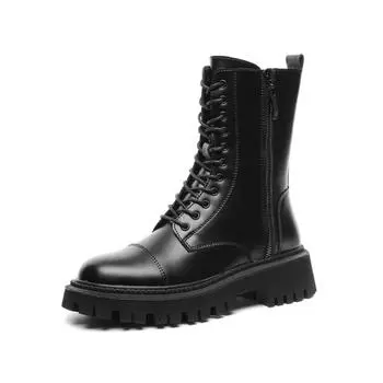 Модные женские рыцарские сапоги из натуральной коровьей кожи с отверстиями 9/11 на платформе, осенне-зимние ботильоны для женщин, готические сапоги, женская обувь 34