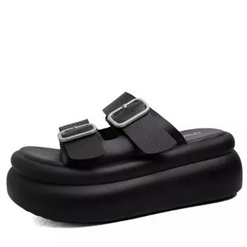 Модные женские сабо женские летние 2024 роскошные женские сандалии 2024 летние пляжные удобные и элегантные женские туфли 7 см мужские тапочки 34 чёрный