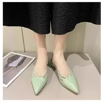 Модные женские сандалии 2024 года, комплект с заостренным носком на квадратном каблуке, летние модные женские сандалии на плоской подошве для женщин 34 бежевый