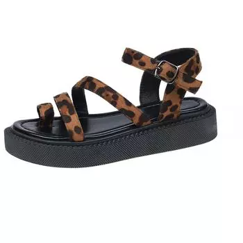 Модные женские сандалии 2024 года, новые босоножки на плоской платформе и каблуках, новинка лета 2024 года, туфли с открытым носком для женщин, шлепанцы в римском стиле, сандалии большого размера 36 коричневый