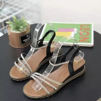 Модные женские сандалии 2024 года, новые летние модные весенние сандалии, женские плоские с открытым носком и пряжкой, легкие сексуальные пляжные сандалии Zapatos 35 чёрный