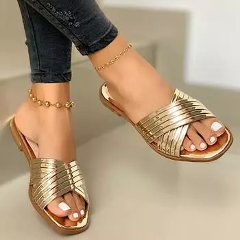 модные женские сандалии 2024 новые плоские сандалии летняя обувь для женщин пляжная обувь Sandalias Mujer домашние тапочки для улицы летняя обувь 35 розового золота
